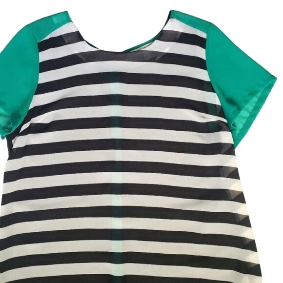 Charming Charlie Striped Sheer Top W Back Buttons - L - Picture 2 of 9